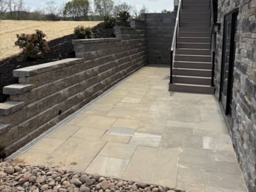 Patio and retaining wall from the Boiling Springs outdoor installation